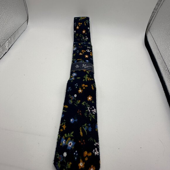 Original Penguin Floral Wool Tie - Navy Blue with Colorful Floral Print - Picture 10 of 10